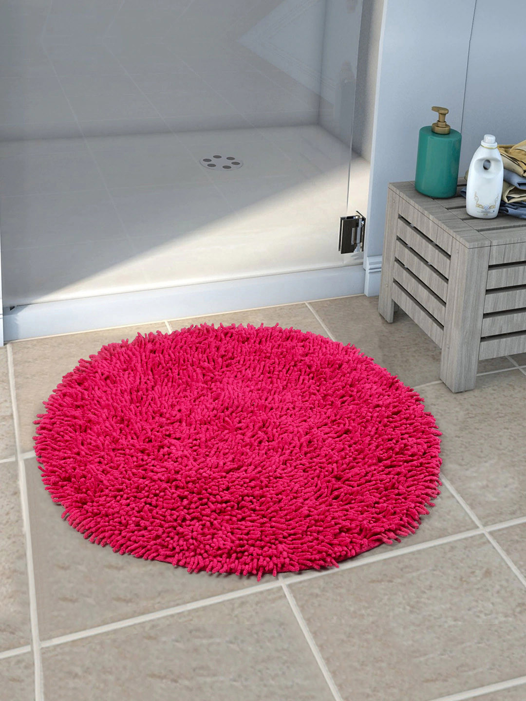 Buy Saral Home Pink Solid Shaggy Mat Floor Mats & Dhurries for Unisex