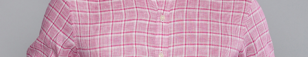 Buy Louis Philippe Men Pink & White Linen Slim Fit Checked Formal Shirt - Shirts for Men ...