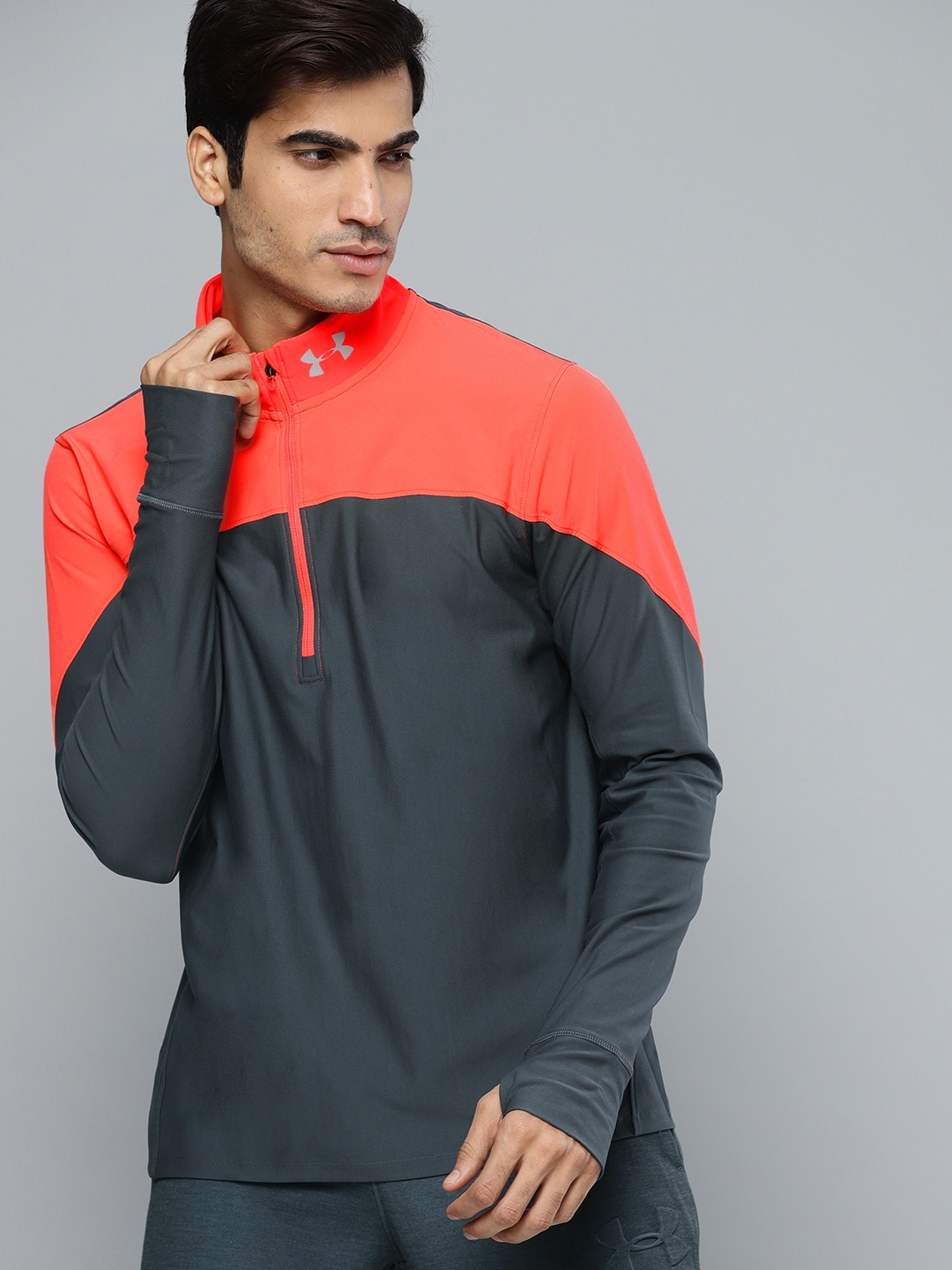 Buy UNDER ARMOUR Men Neon Orange & Charcoal Grey Qualifier