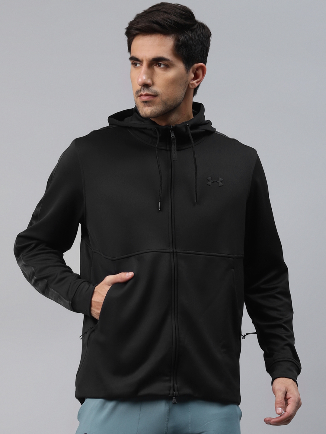 Buy Under Armour Men Black Solid Hooded Unstoppable Track Jacket Jackets For Men 10819380 Myntra
