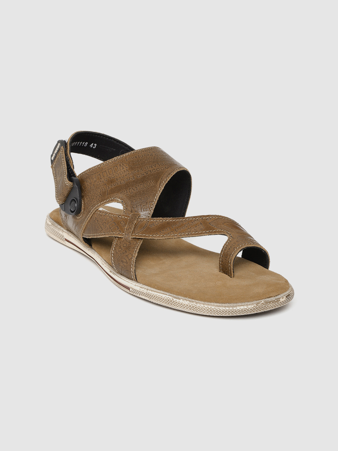Buy Woodland Men Brown Textured Leather One Toe Comfort Sandals - Sandals for Men 10825418 | Myntra