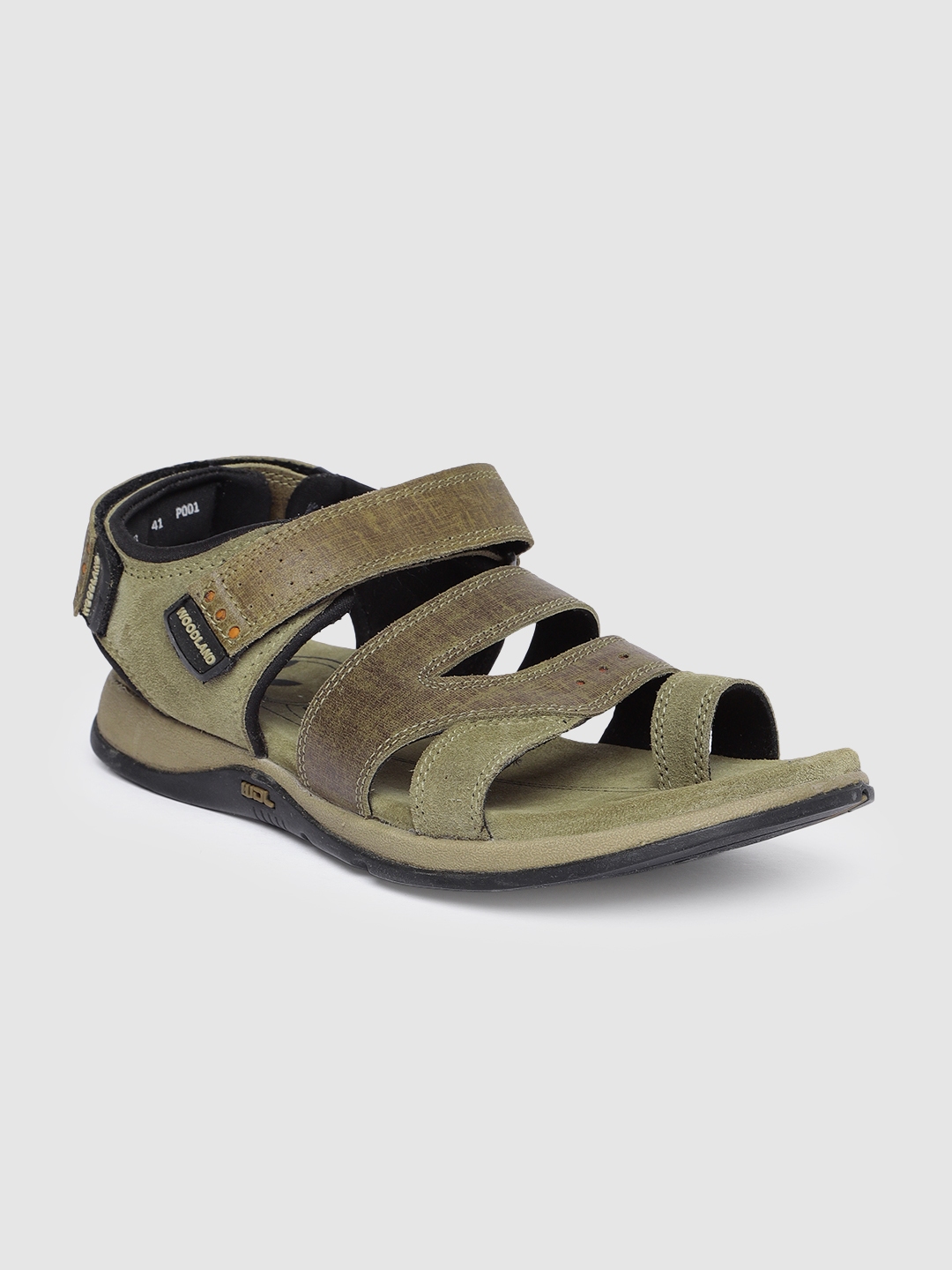 woodland men olive green leather sandals