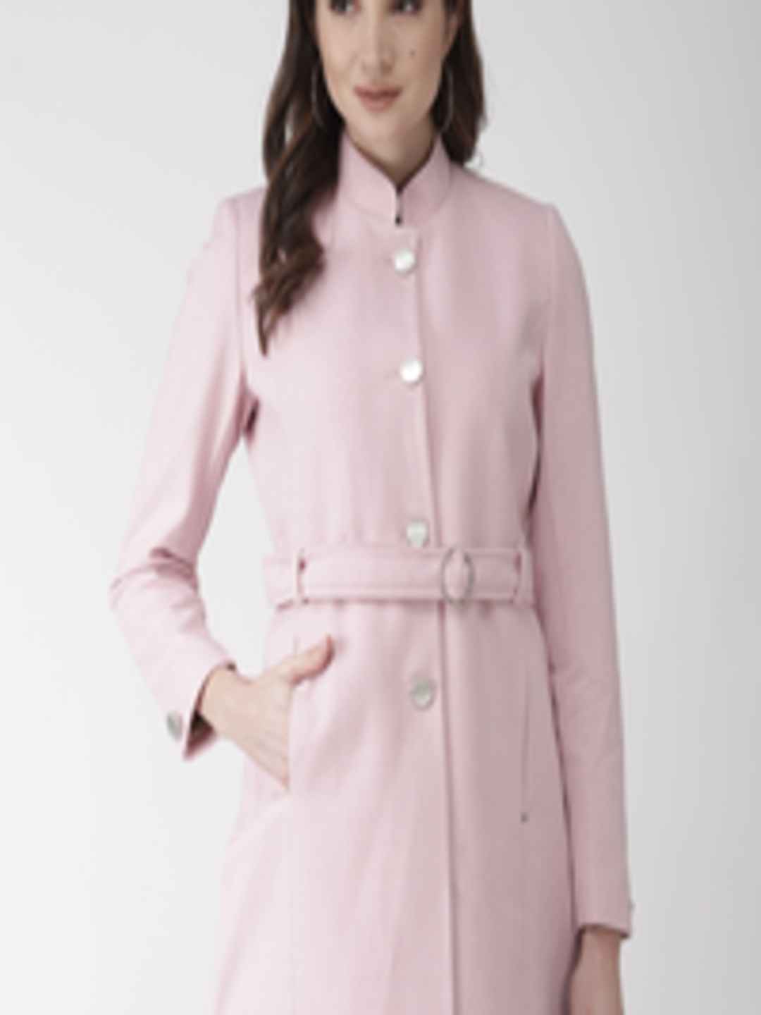 Buy Okane Women Pink Self Design Overcoat - Coats for Women 10828918 ...