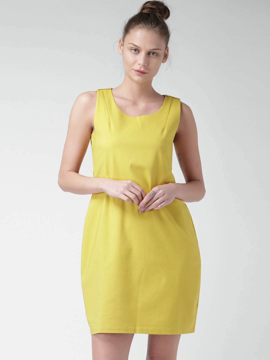 Buy Mast & Harbour Mustard Yellow Shift Dress Dresses for Women