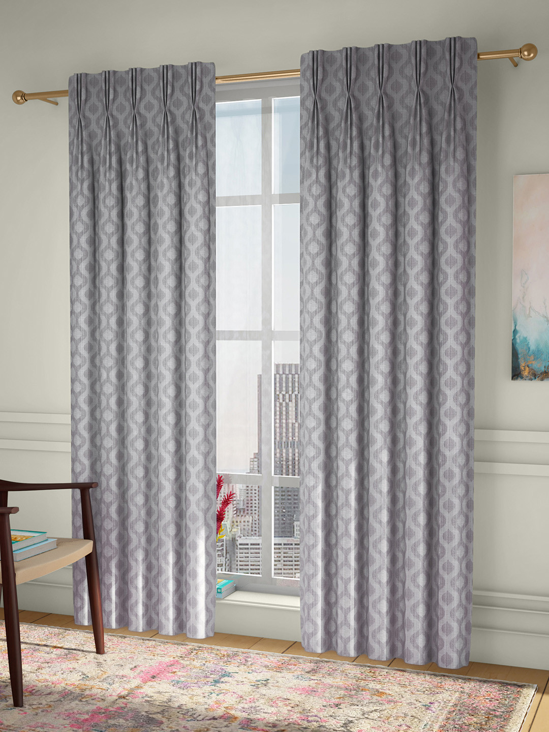 Buy CURTAIN LABEL Grey Set Of 2 Door Curtains Curtains And Sheers for