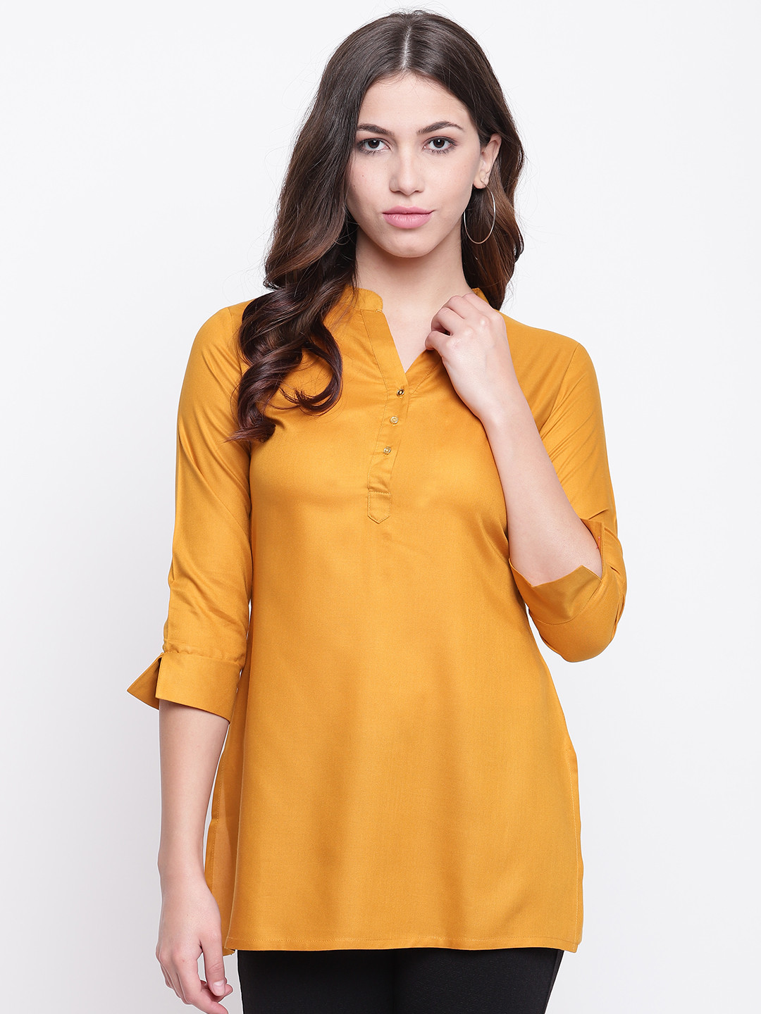 Buy Ginni Arora Label Women Mustard Yellow Solid Tunic Tunics for