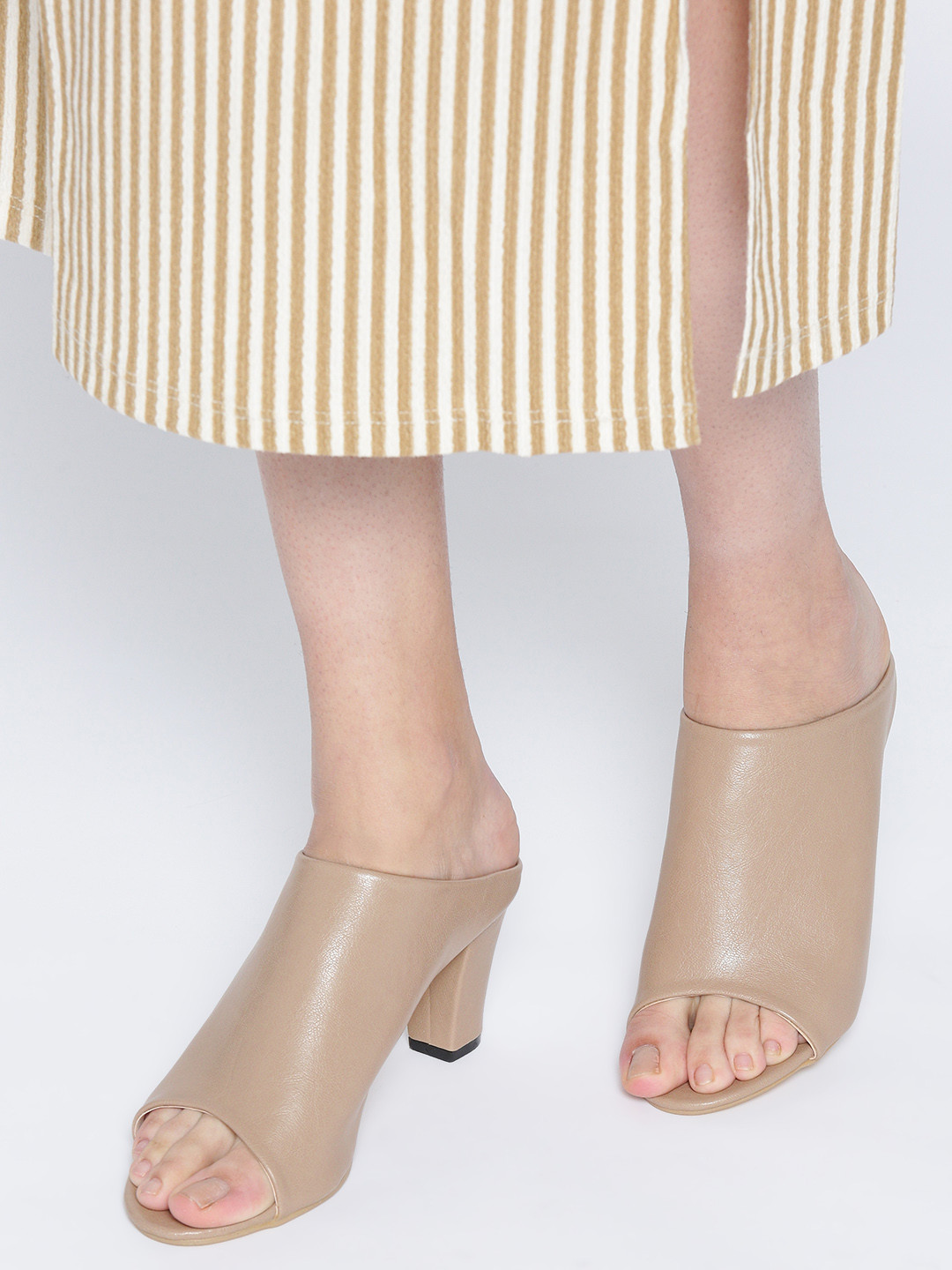 Buy 20Dresses Women Beige Solid Heeled Mules Heels for Women 10840154