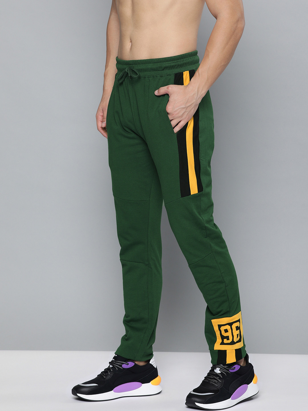 Buy HERE&NOW Men Green Solid Straight Fit Track Pants Track Pants for