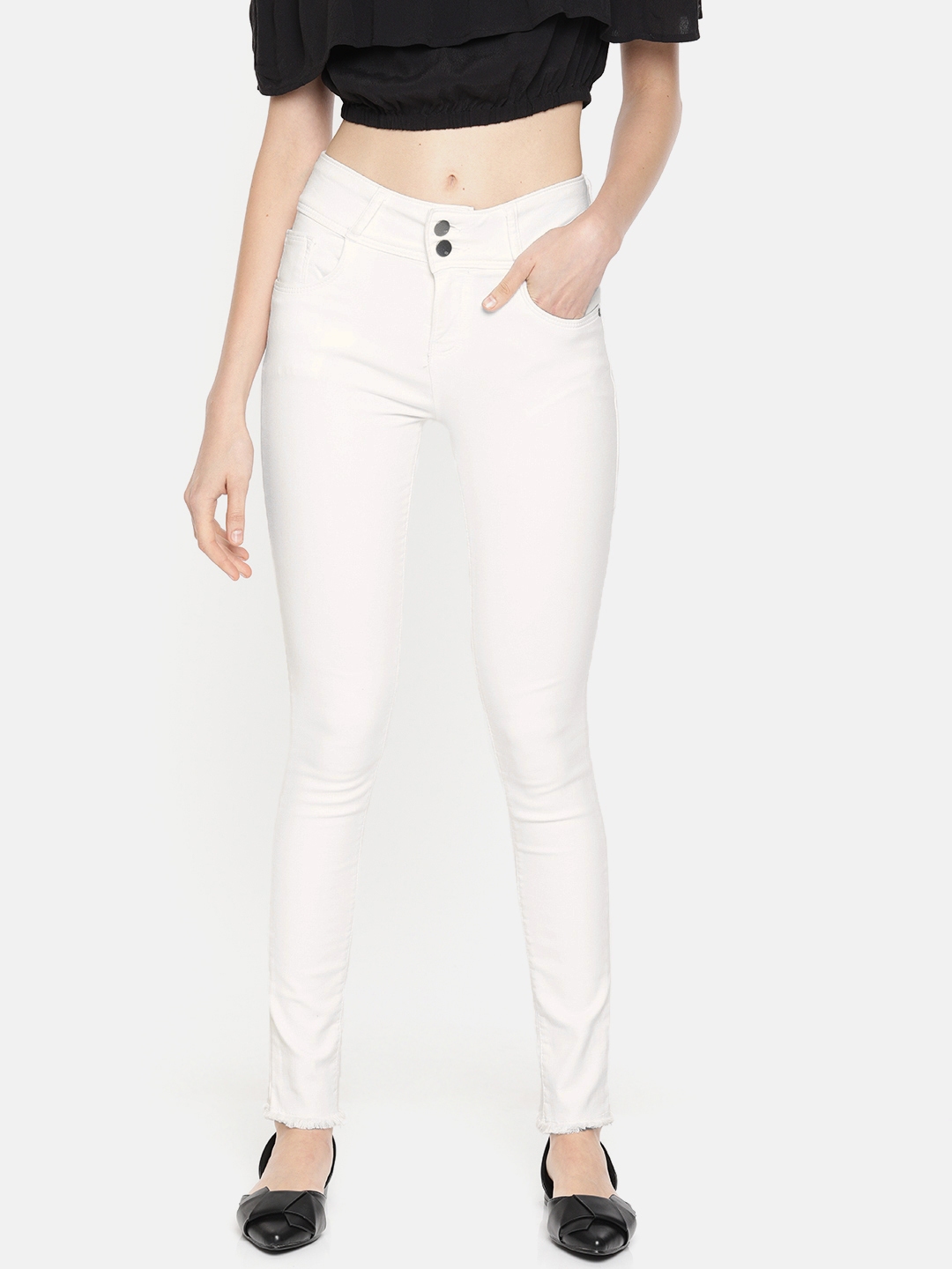 skinny fit high rise jeans for women
