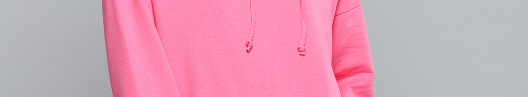 Buy Besiva Women Pink Solid Hooded Mini Sweatshirt Dress - Dresses for ...