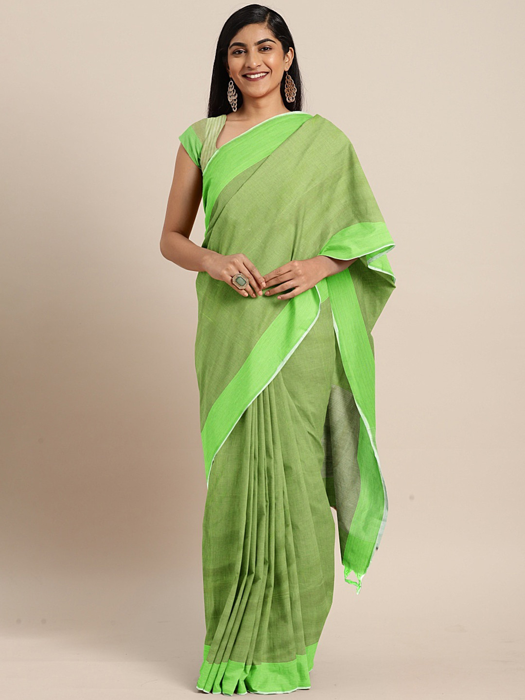 Buy The Chennai Silks Green Solid Pure Kanchi Cotton Saree Sarees for