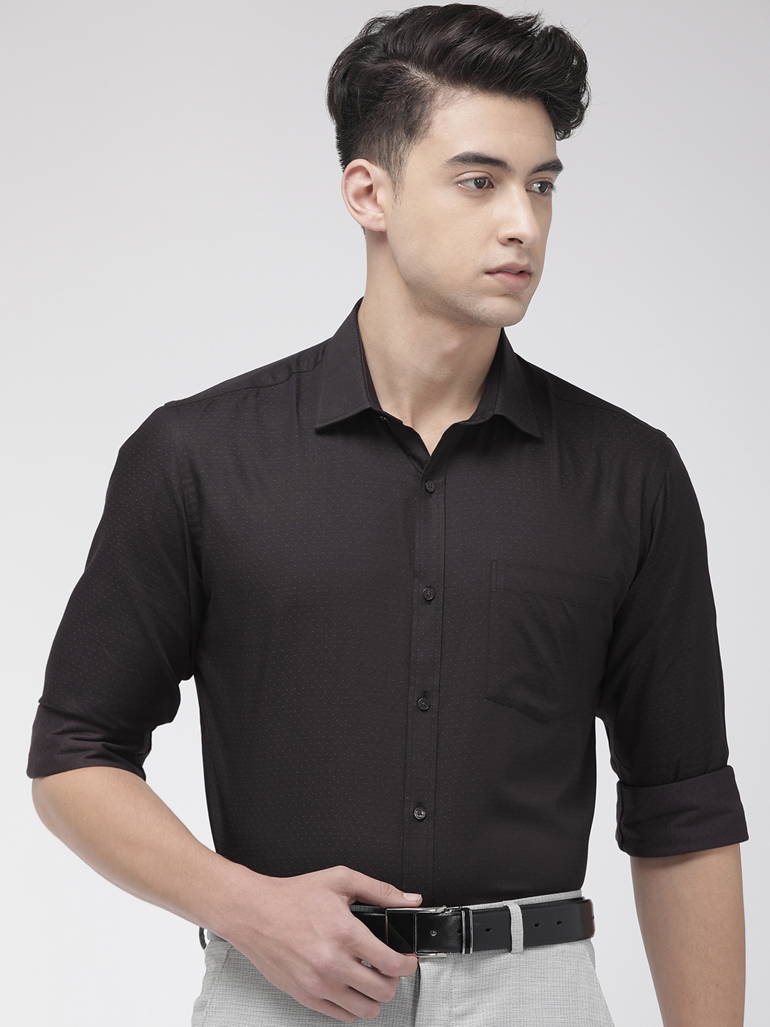 Buy Park Avenue Men Black Slim Fit Printed Casual Shirt - Shirts for ...
