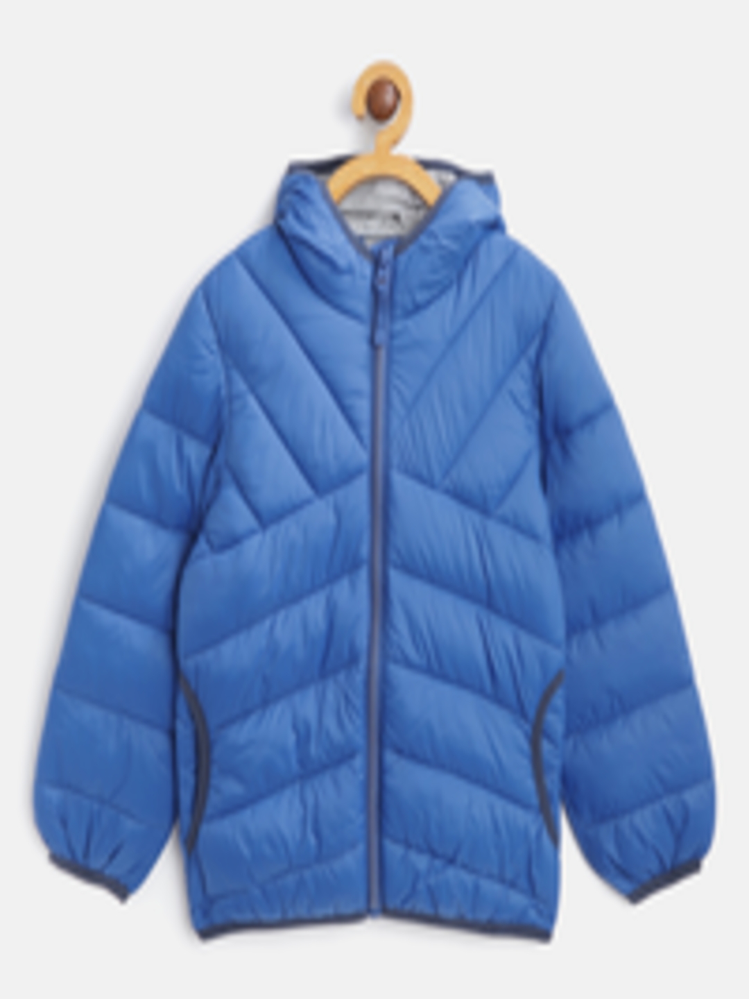 Buy Marks & Spencer Boys Blue Solid Water Resistant Hooded Puffer ...