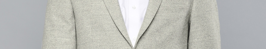 Buy Louis Philippe Men Grey Melange Solid Tailored Fit Single Breasted Formal Woolen Blazer ...