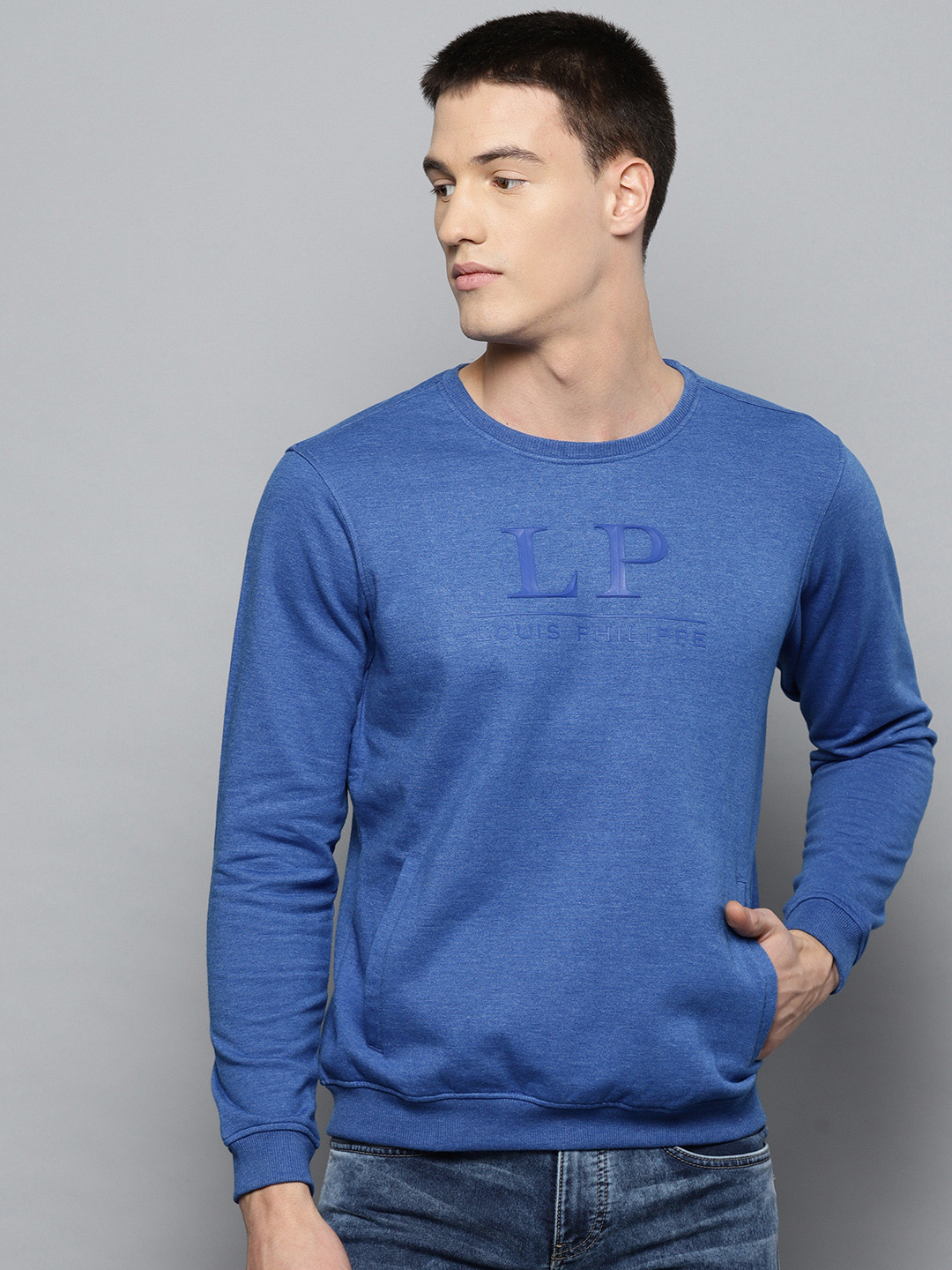 Buy Louis Philippe Sport Men Blue Printed Sweatshirt - Sweatshirts for Men 10857454 | Myntra