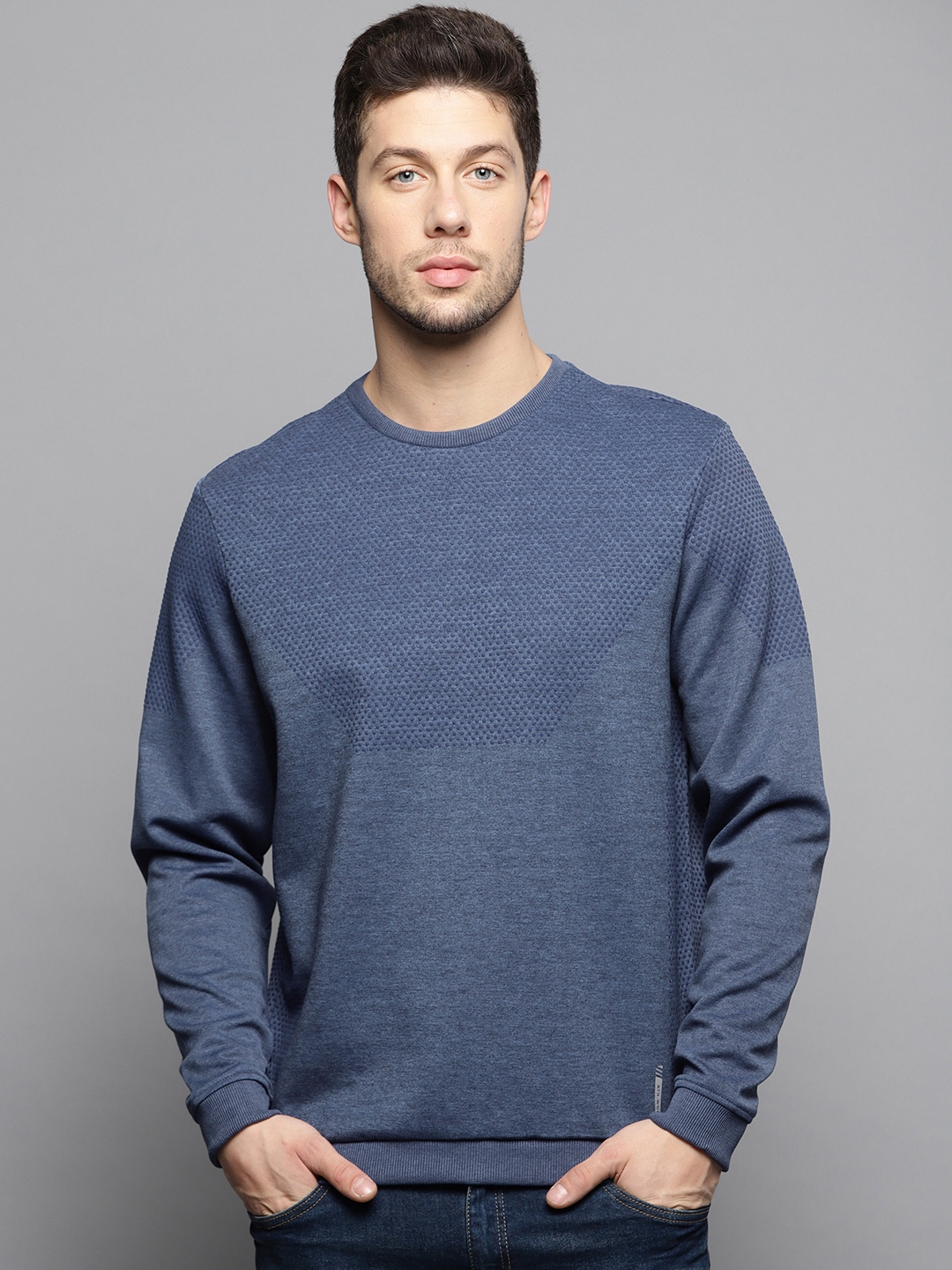 Buy Louis Philippe Ath.Work Men Navy Blue Textured Sweatshirt - Sweatshirts for Men 10857470 ...