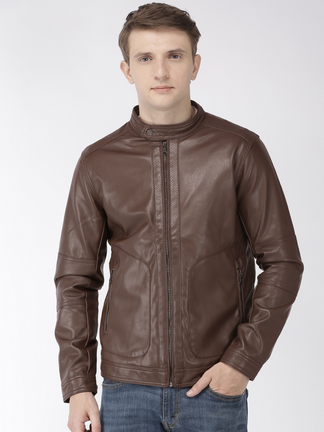 Buy Celio Men Brown Solid Biker Jacket - Jackets for Men 10860698 | Myntra
