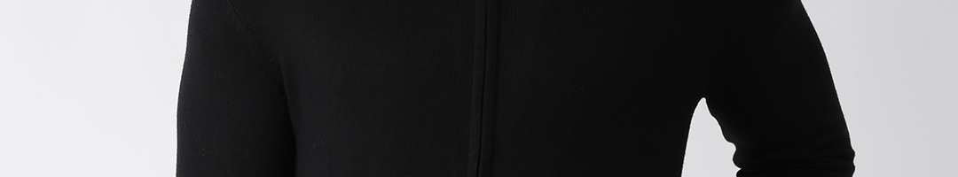 Buy Celio Men Black Solid Front Open Sweater - Sweaters for Men ...