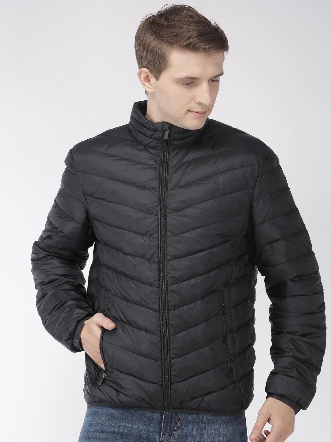 Buy Celio Men Black Solid Padded Superlight Jacket - Jackets for Men ...