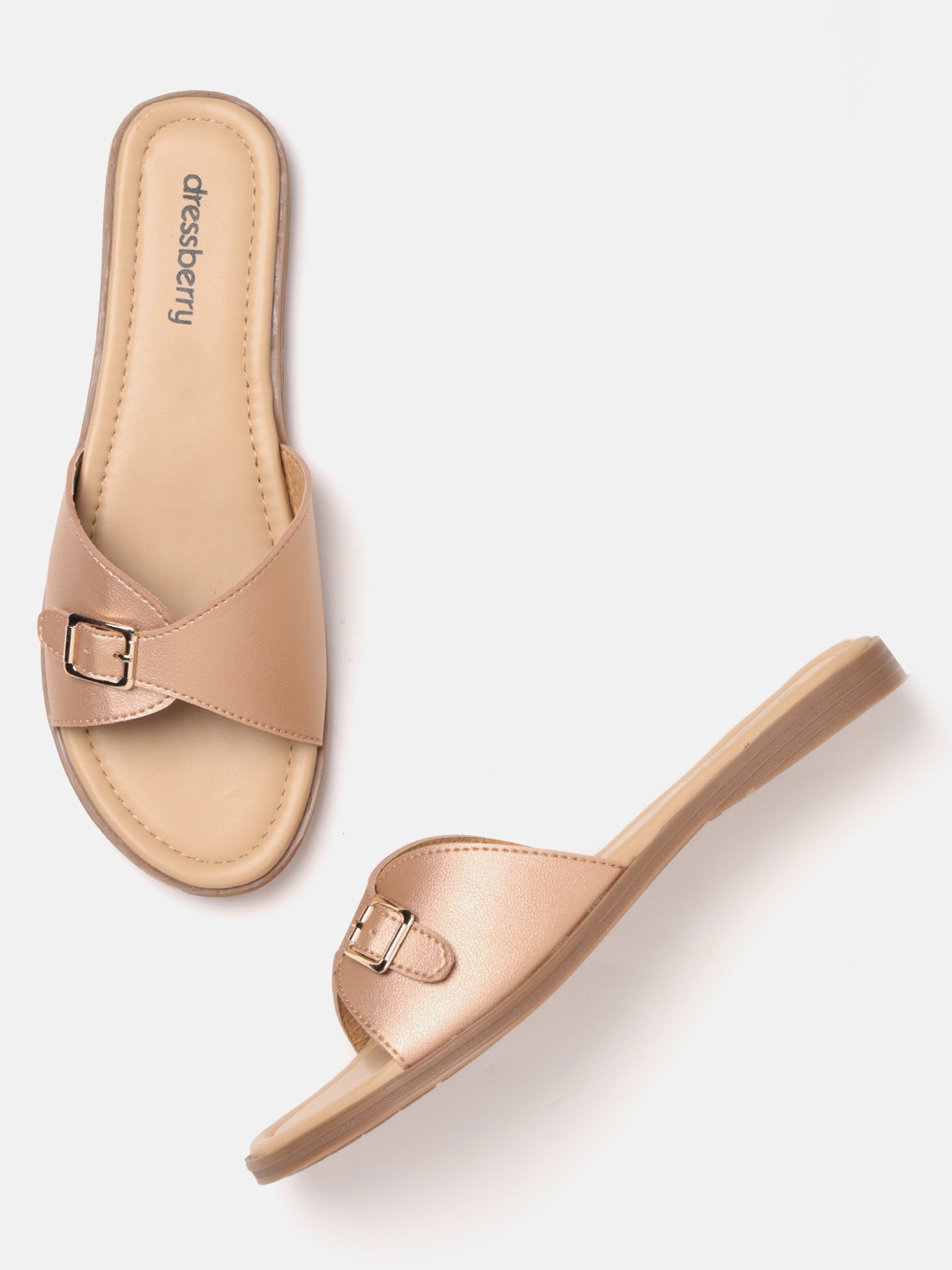 rose gold flats with ankle strap