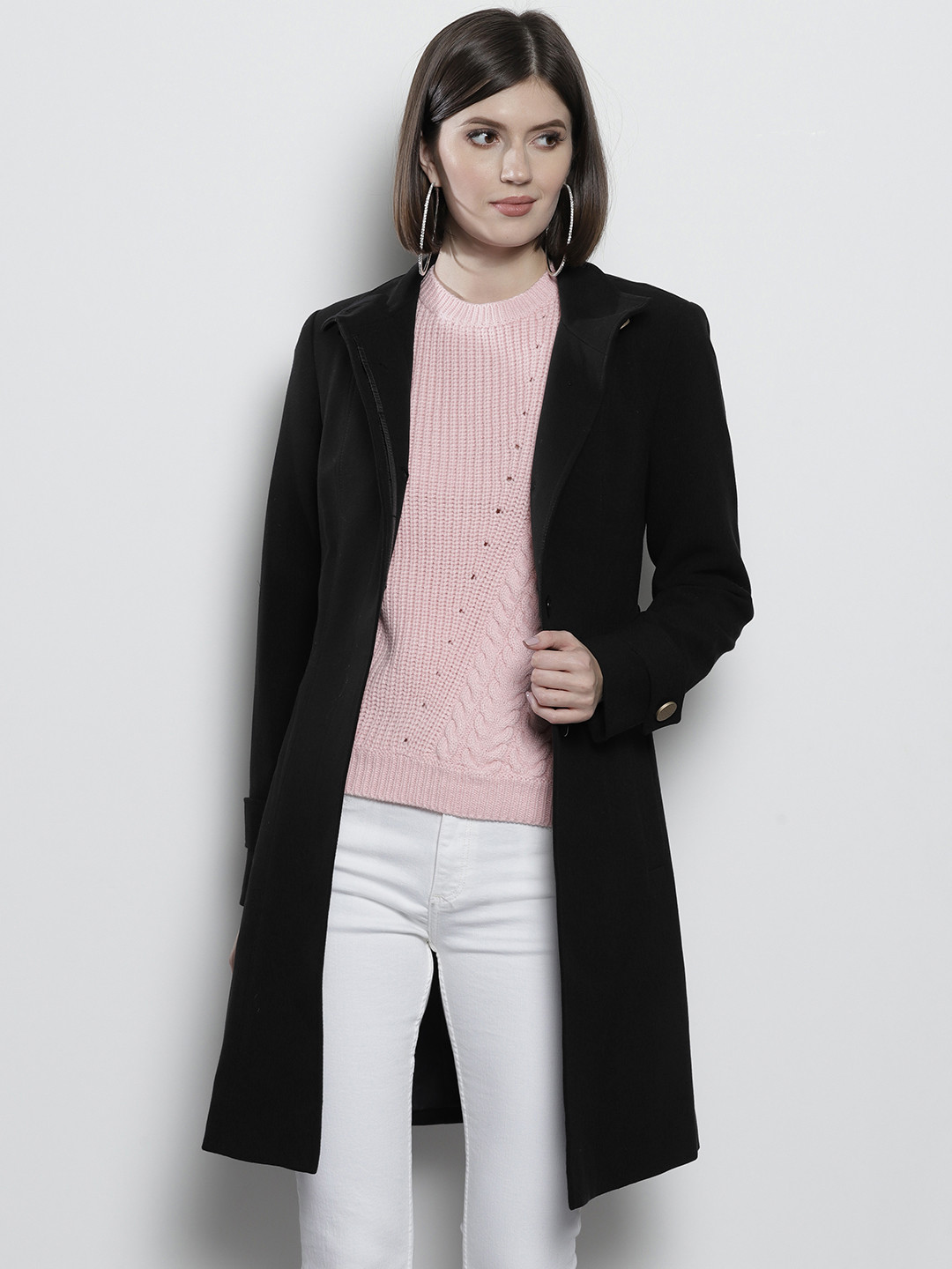 Buy DOROTHY PERKINS Women Black Solid Overcoat Coats for Women