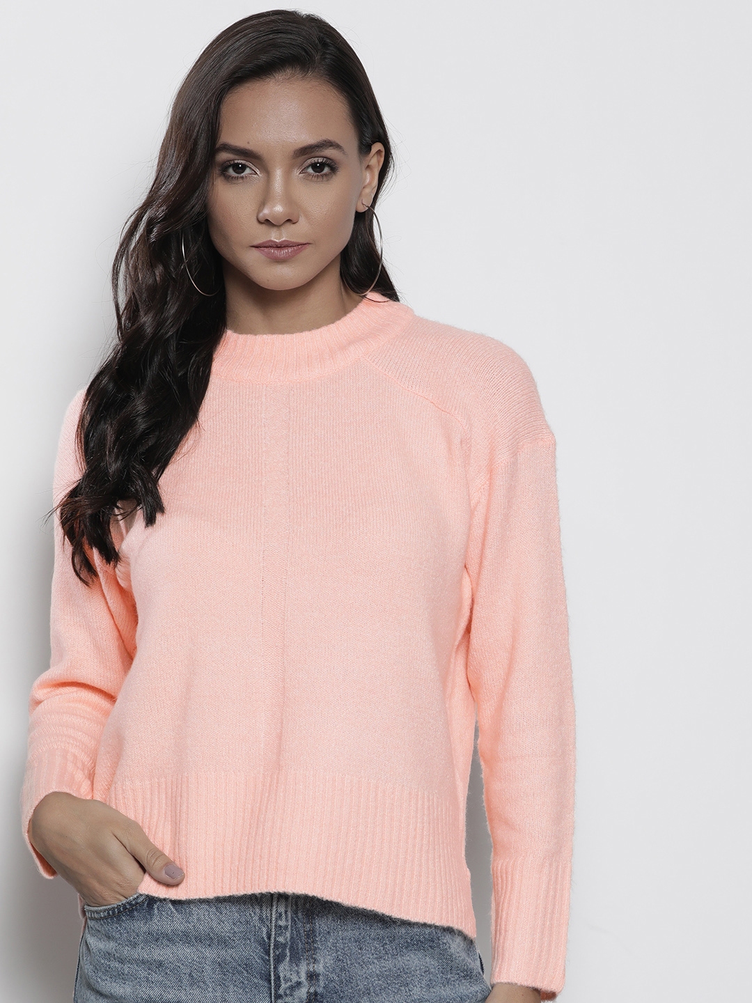 Buy DOROTHY PERKINS Women Peach Coloured Solid Pullover Sweater ...