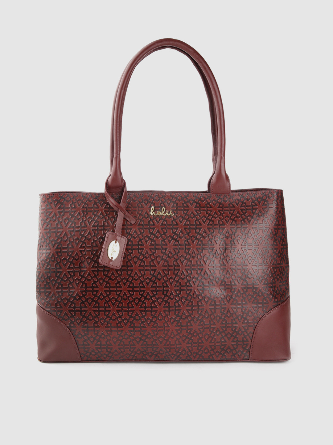 Buy Holii Burgundy & Black Leather Printed Shoulder Bag Handbags for