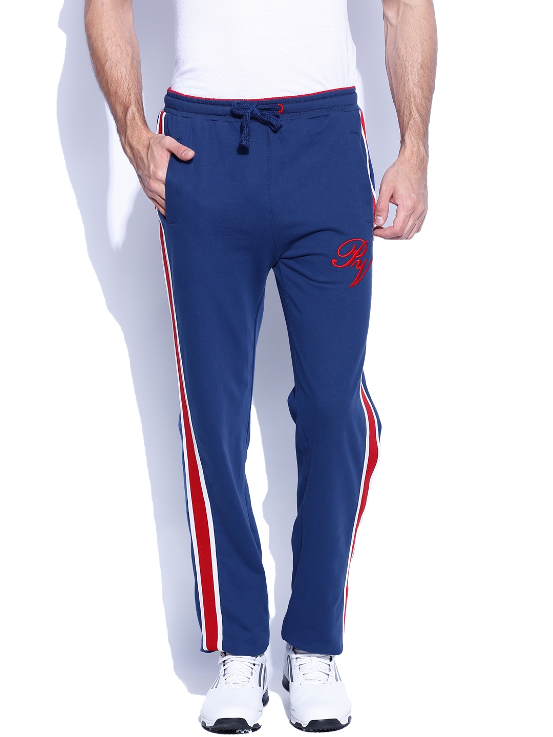 navy track pants mens
