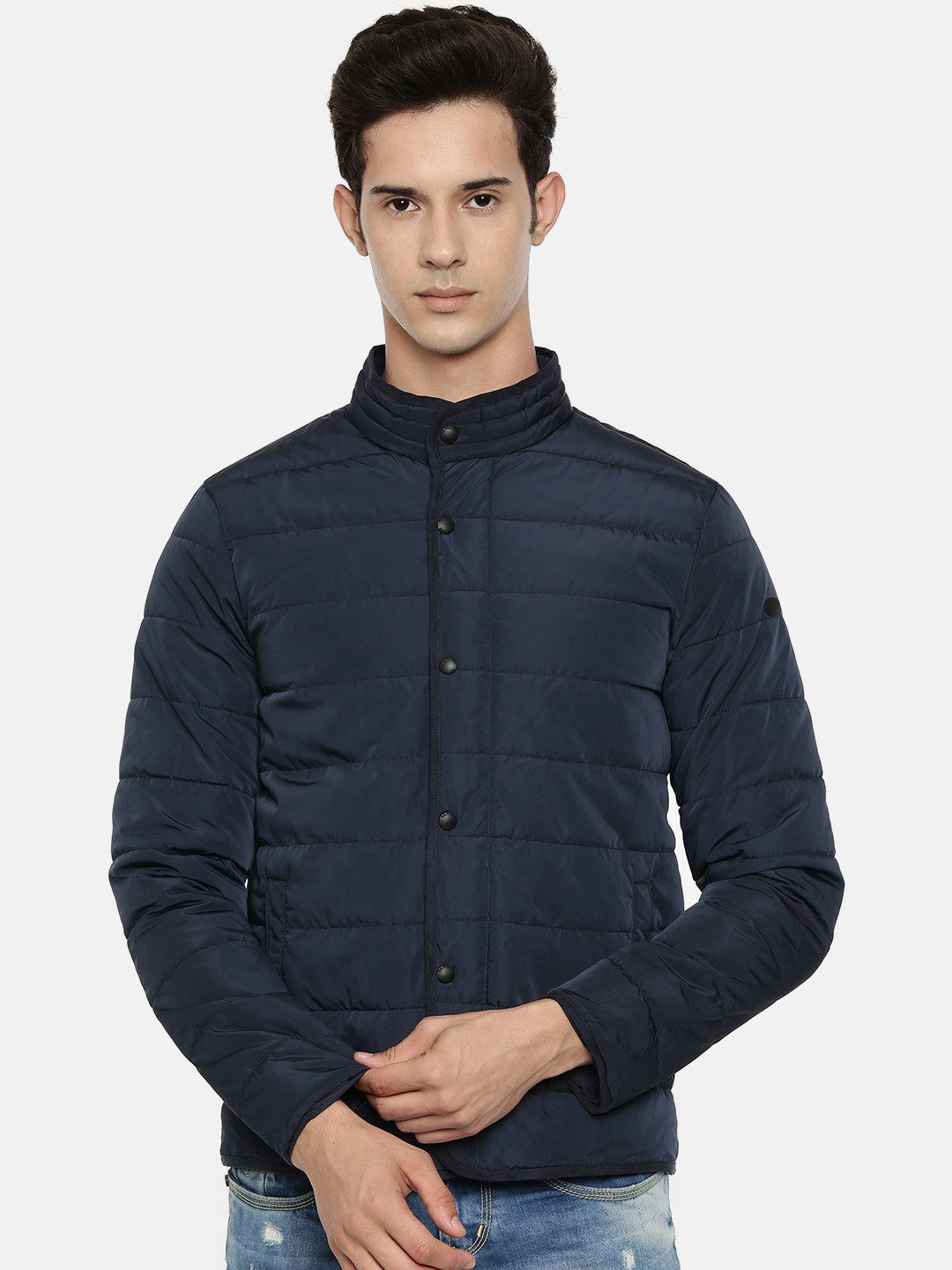 Buy U.S. Polo Assn. Men Navy Blue Solid Padded Jacket Jackets for Men