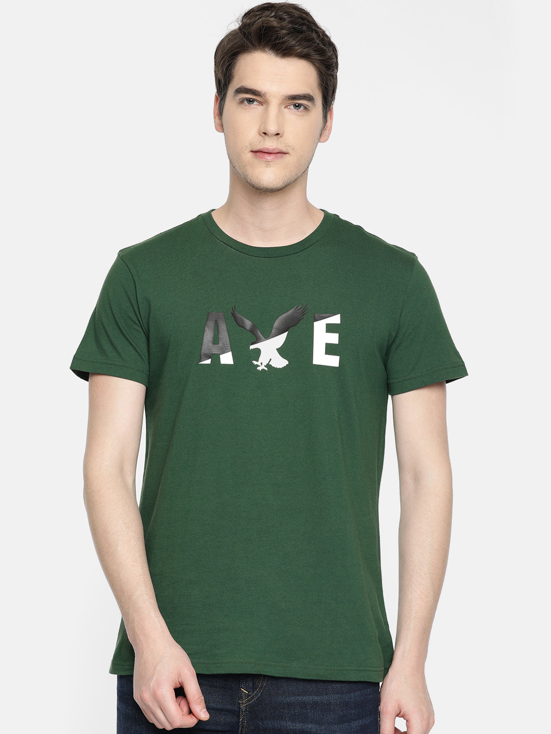 Buy AMERICAN EAGLE OUTFITTERS Men Green Printed Classic Fit Round Neck