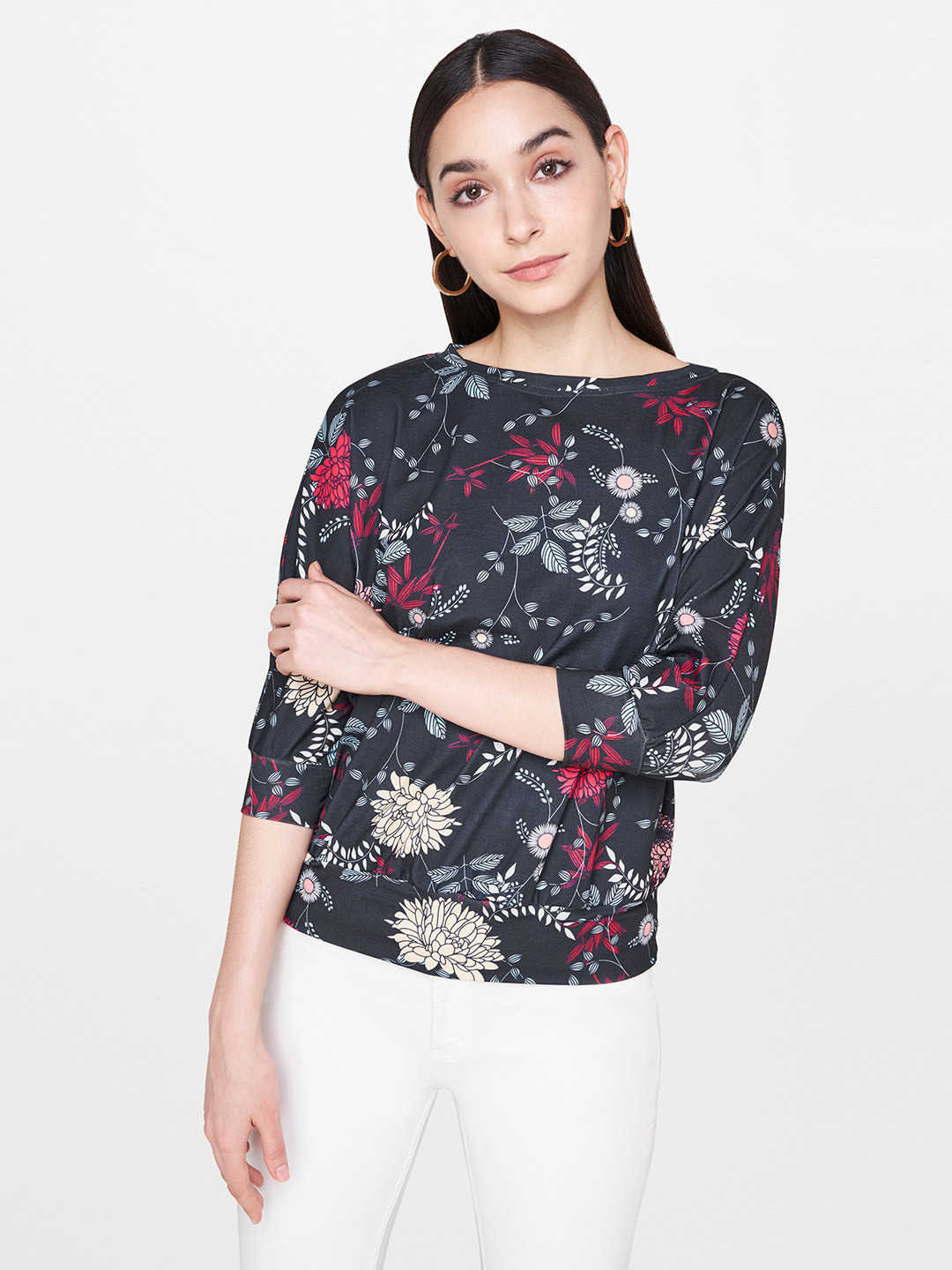 Women Navy Blue Printed Top main image 1