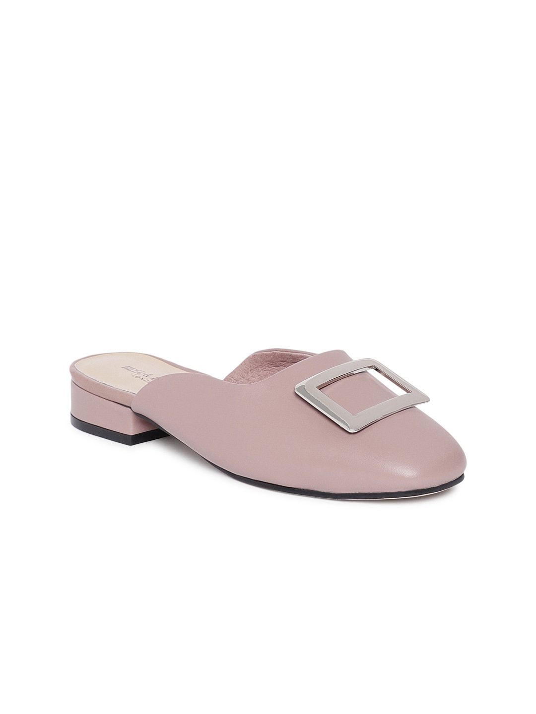 flat mules with buckle