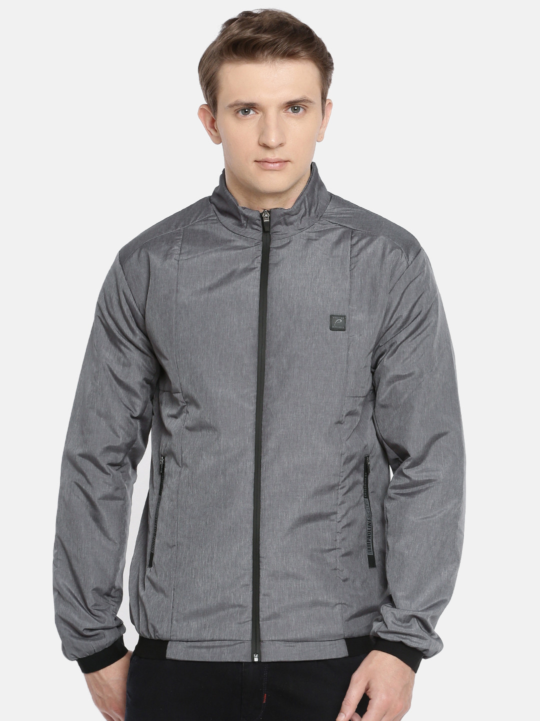 Buy Proline Active Men Grey Solid Bomber Jacket Jackets for Men