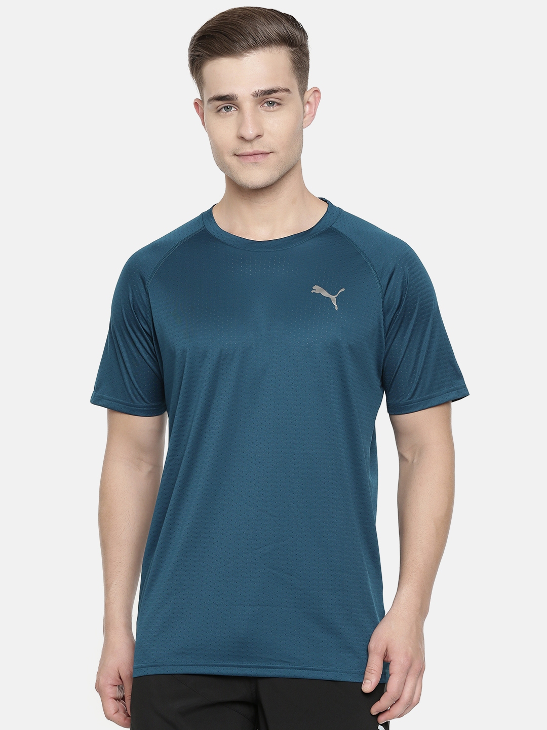 Buy Puma Men Teal Blue Self Design PUMA SS Tech Training Drycell Round Neck T Shirt - Tshirts 