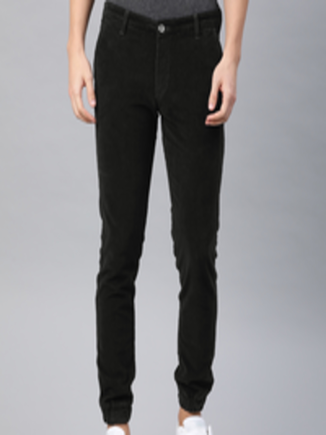 Buy IVOC Men Black Slim Fit Solid Corduroy Joggers - Trousers for Men ...