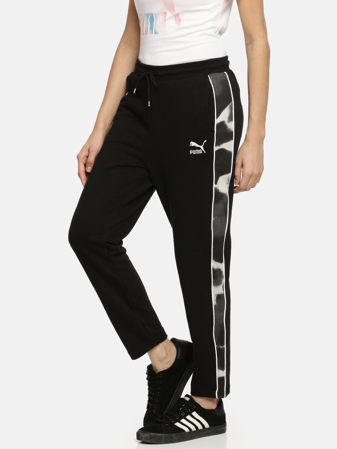 Buy Puma Women Black Solid Straight Fit Cloud Pack T7 Track Pants