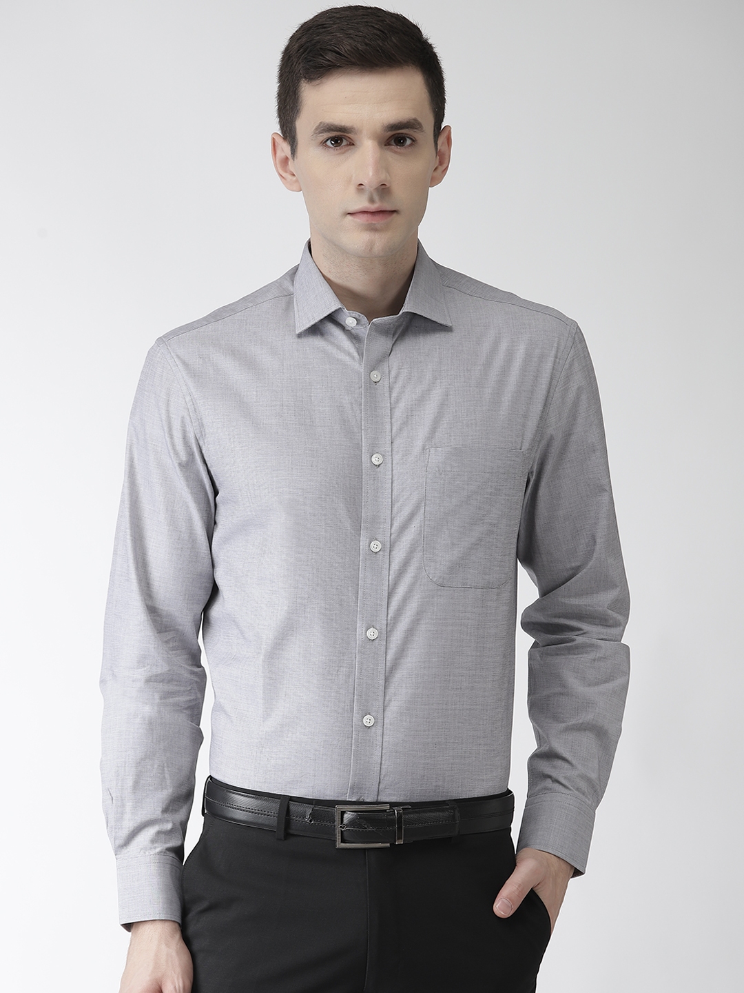 Buy Marks & Spencer Men Grey Regular Fit Solid Formal Shirt - Shirts ...