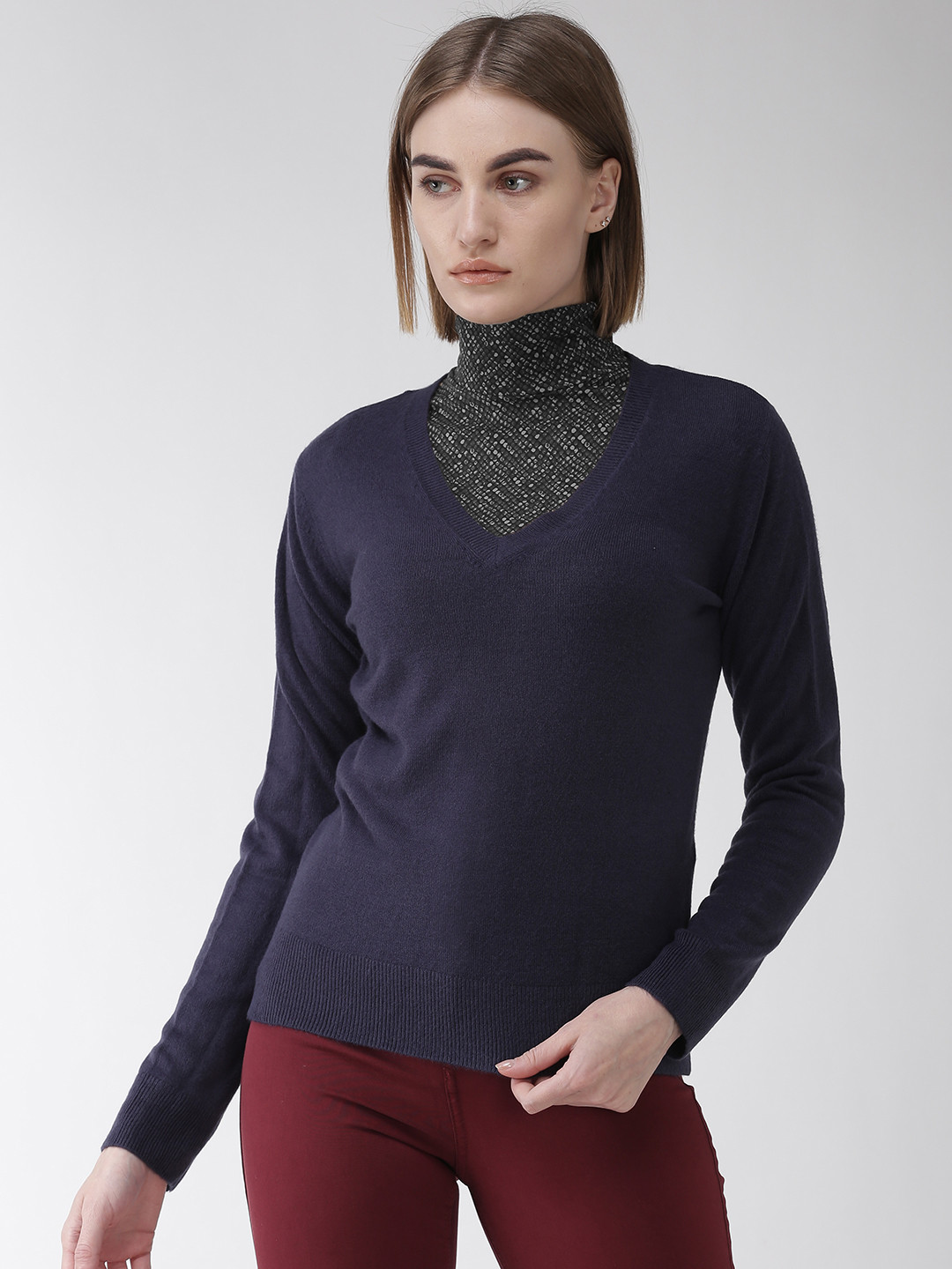 Buy Marks & Spencer Women Navy Blue Solid Sweater Sweaters for Women