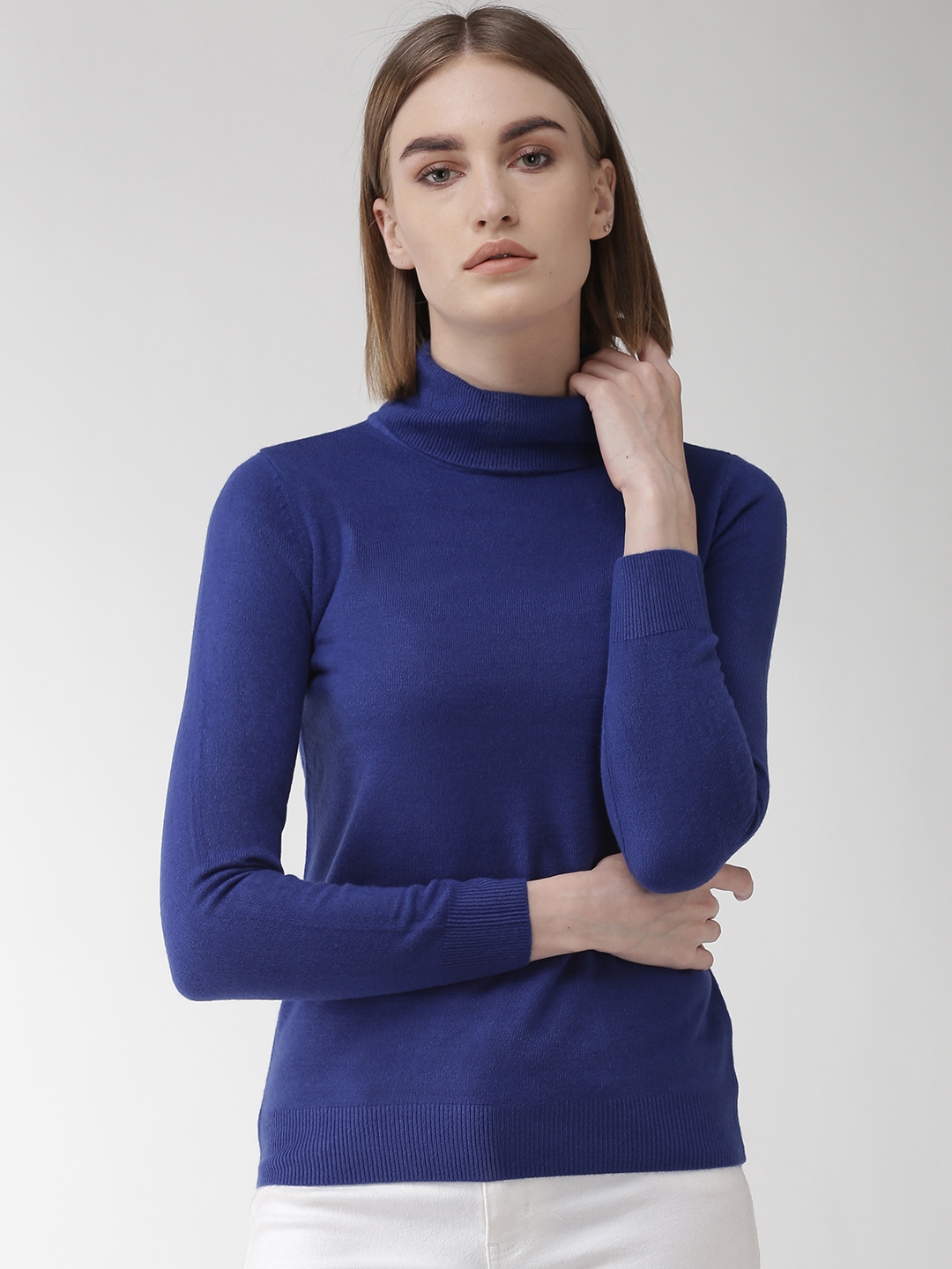 Buy Marks & Spencer Women Blue Solid Pullover Sweater - Sweaters for ...