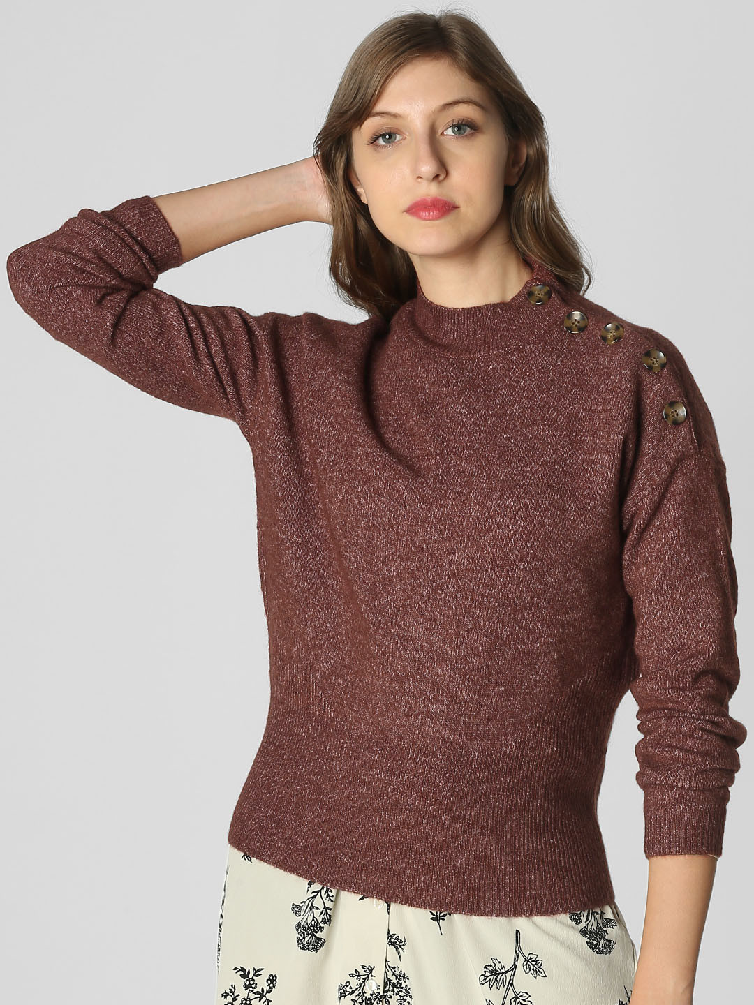Buy Vero Moda Women Maroon Solid Sweater Sweaters for Women 10906028