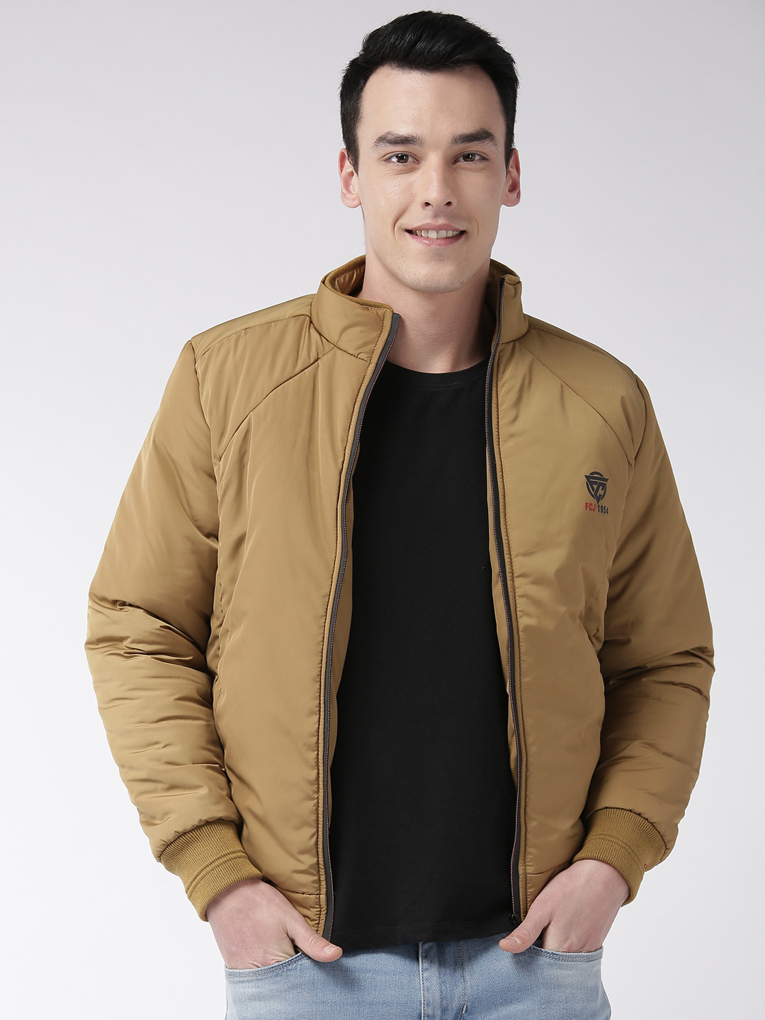 Buy Fort Collins Men Khaki Solid Lightweight Bomber Jacket Jackets