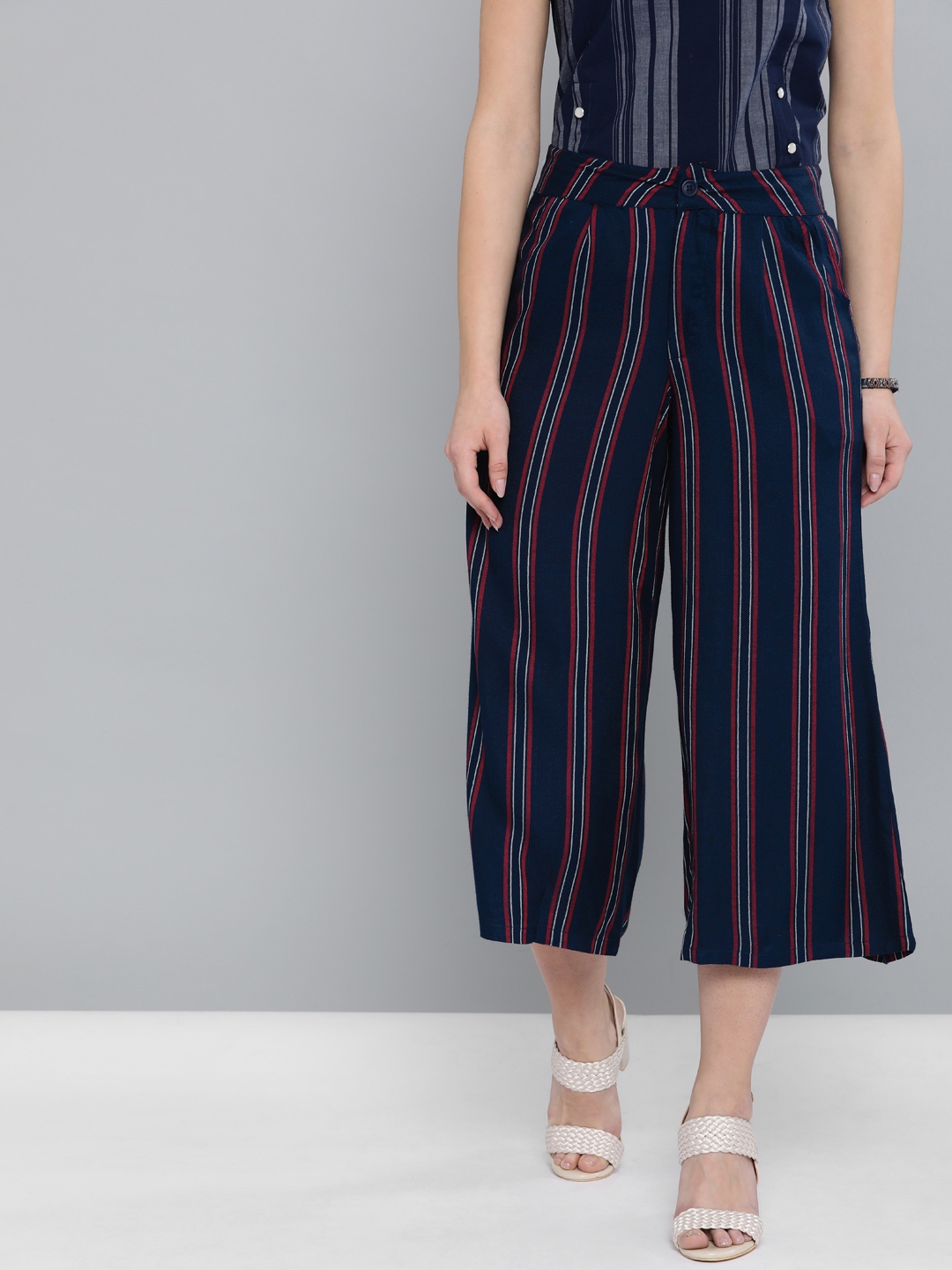 blue and red striped pants