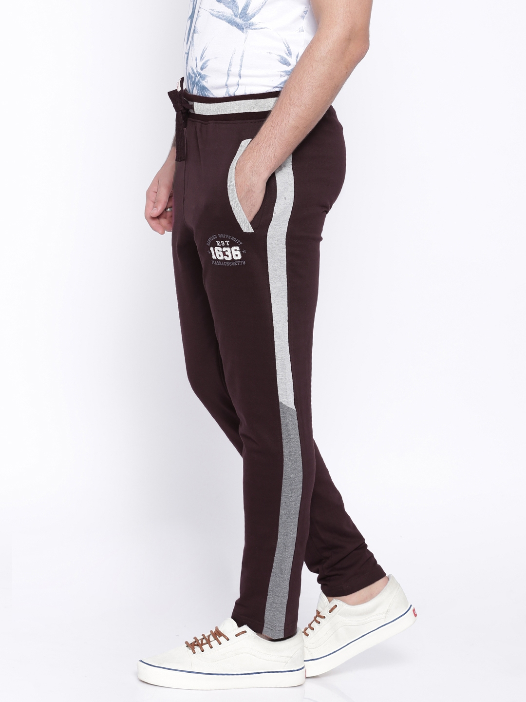burgundy track pants mens