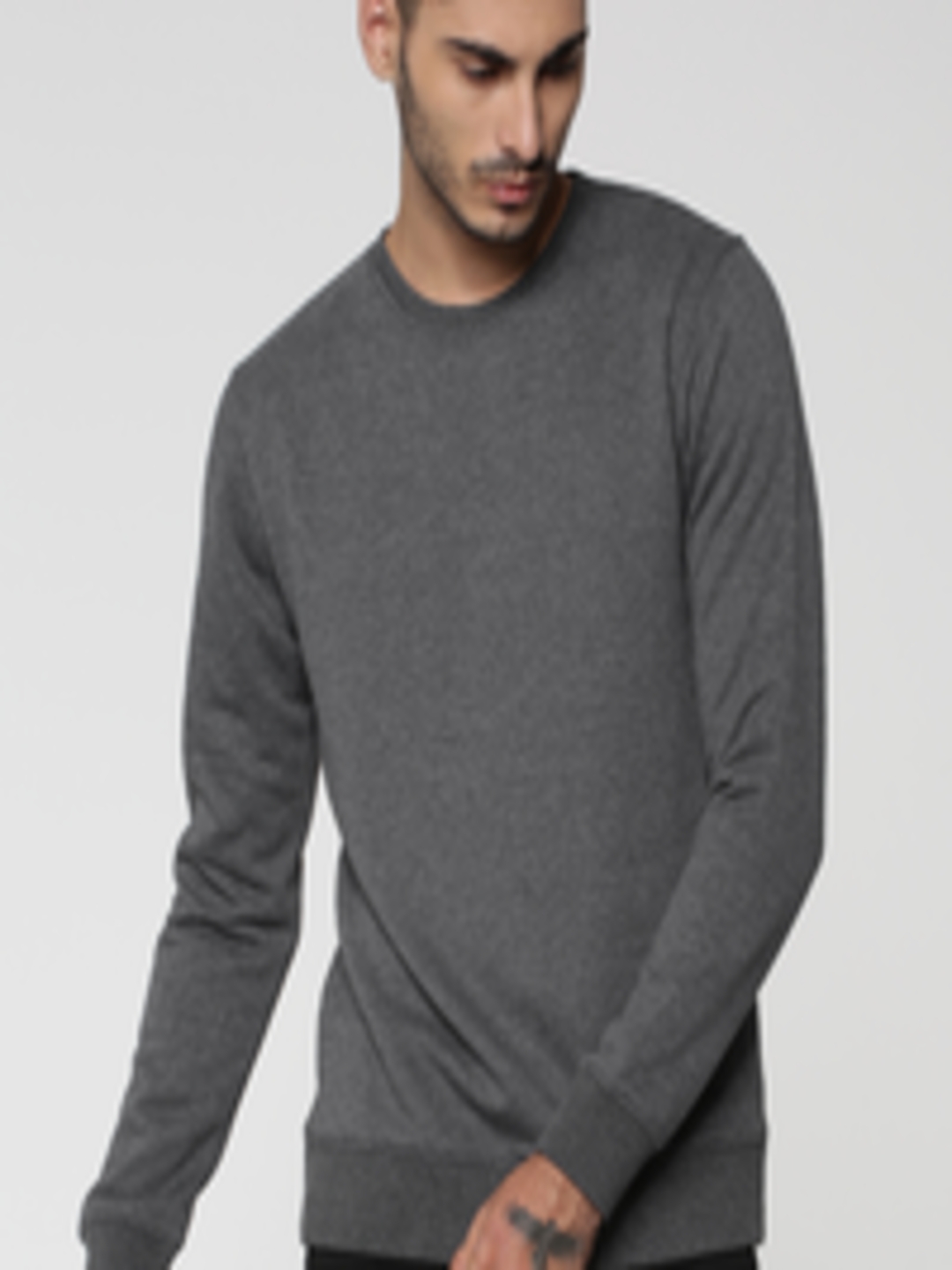 Buy Jack & Jones Men Grey Solid Sweatshirt - Sweatshirts for Men ...