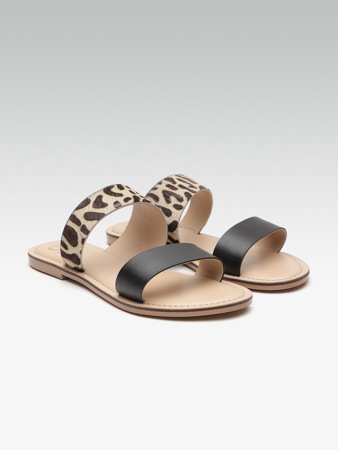 open toe leopard flats