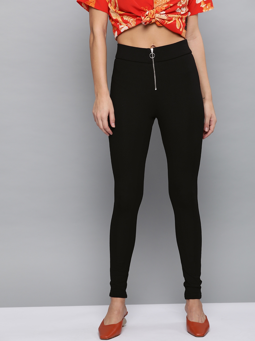 Buy VividArtsy Women Black Solid Slim Fit Treggings - Jeggings for ...