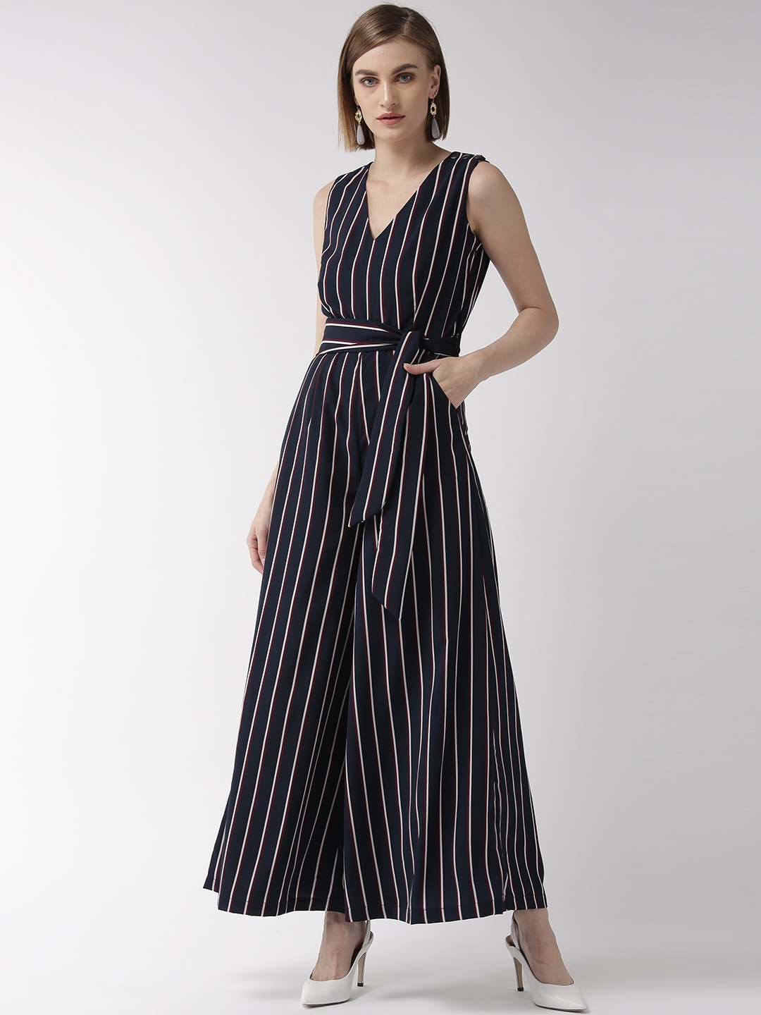 blue and white jumpsuit