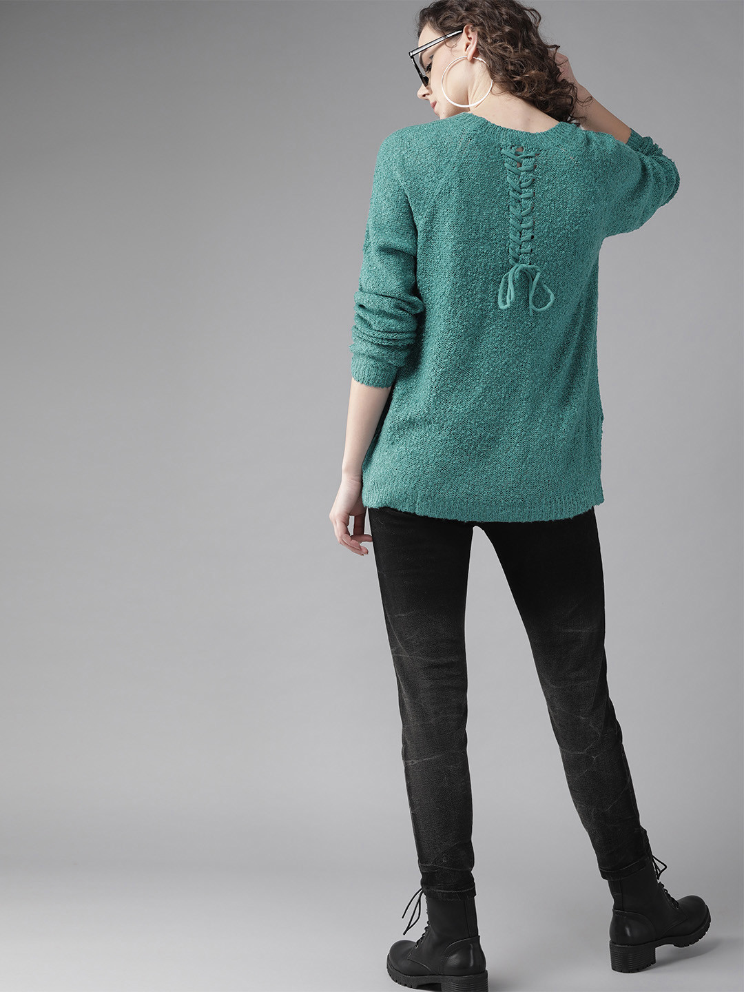 Buy Roadster Women Blue Solid Pullover Sweater - Sweaters for Women 10932632 | Myntra