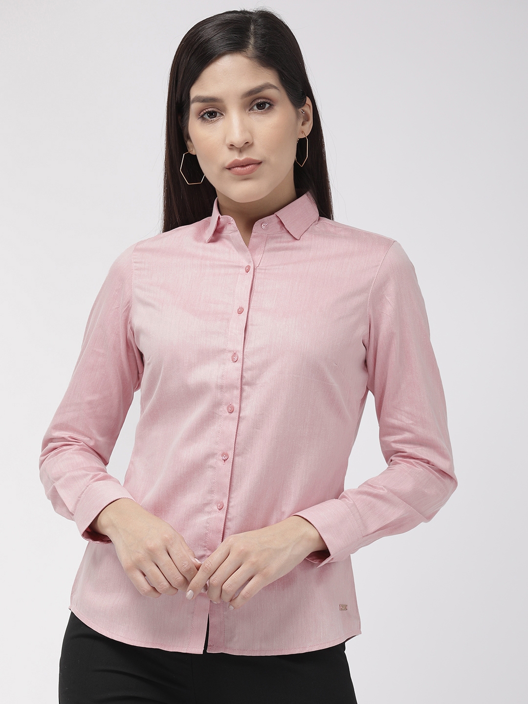 Buy Park Avenue Women Pink Slim Fit Solid Formal Shirt - Shirts for ...