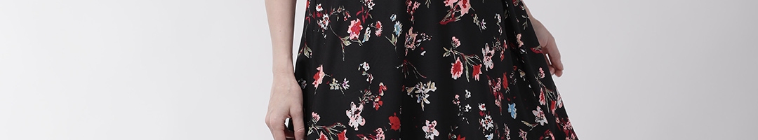 Buy U&F Women Black & Red Floral Print Maxi Dress - Dresses for Women ...